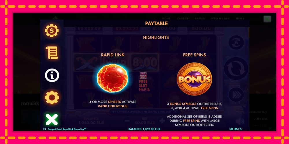 Automat Pompeii Gold Rapid Link Bonus Buy z jasną grafiką, zdjęcie 5