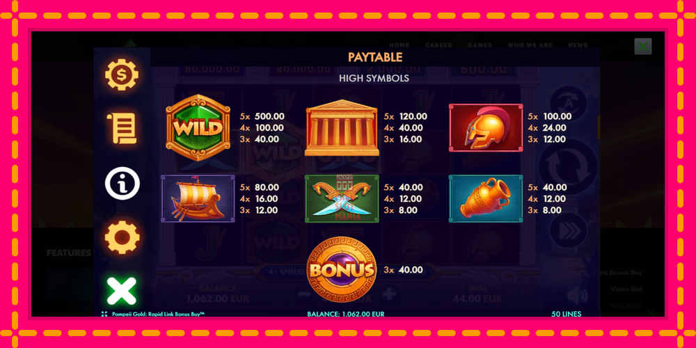 Automat Pompeii Gold Rapid Link Bonus Buy z jasną grafiką, zdjęcie 6