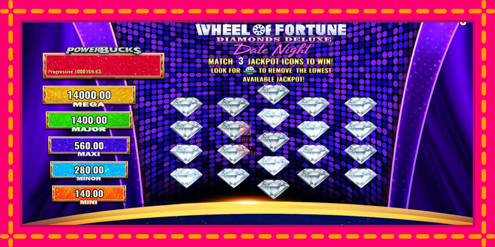 Automat PowerBucks Wheel of Fortune Diamonds Deluxe Date Night z jasną grafiką, zdjęcie 4