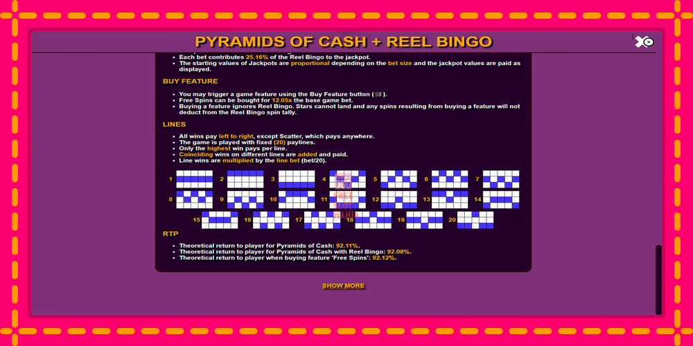 Automat Pyramids of Cash with Reel Bingo z jasną grafiką, zdjęcie 6