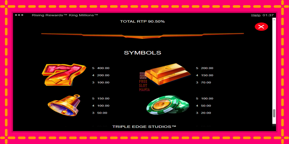 Automat Rising Rewards King Millions z jasną grafiką, zdjęcie 5