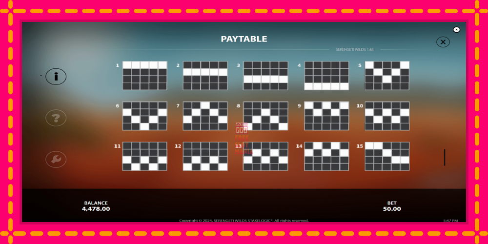 Automat Serengeti Wilds z jasną grafiką, zdjęcie 7