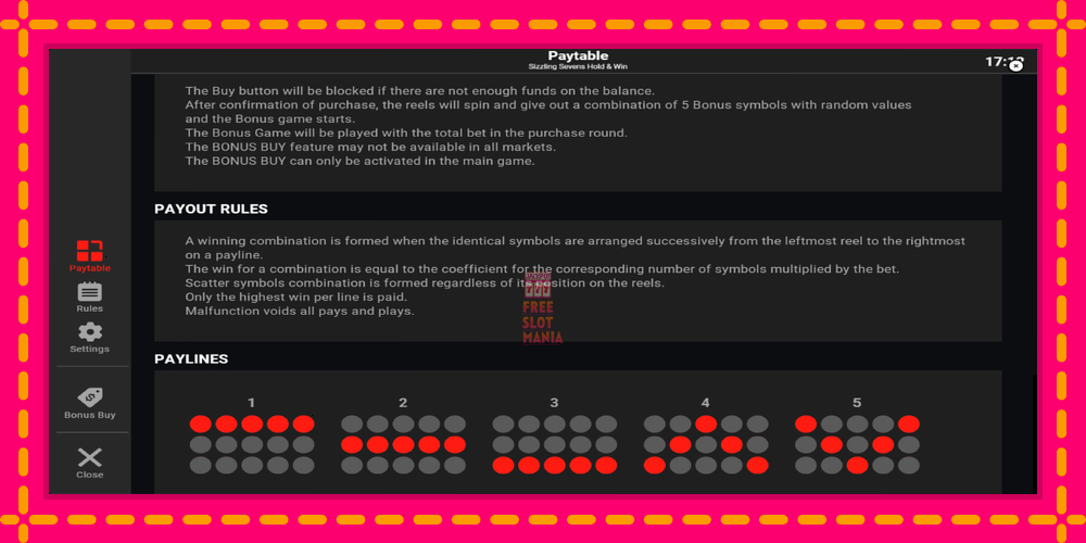 Automat Sizzling Sevens Hold & Win z jasną grafiką, zdjęcie 7