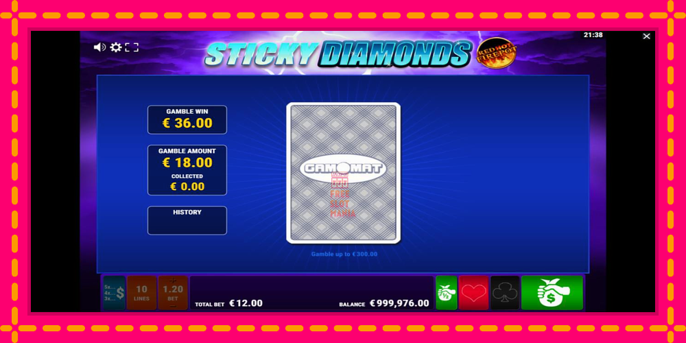 Automat Sticky Diamonds Red Hot Firepot z jasną grafiką, zdjęcie 3