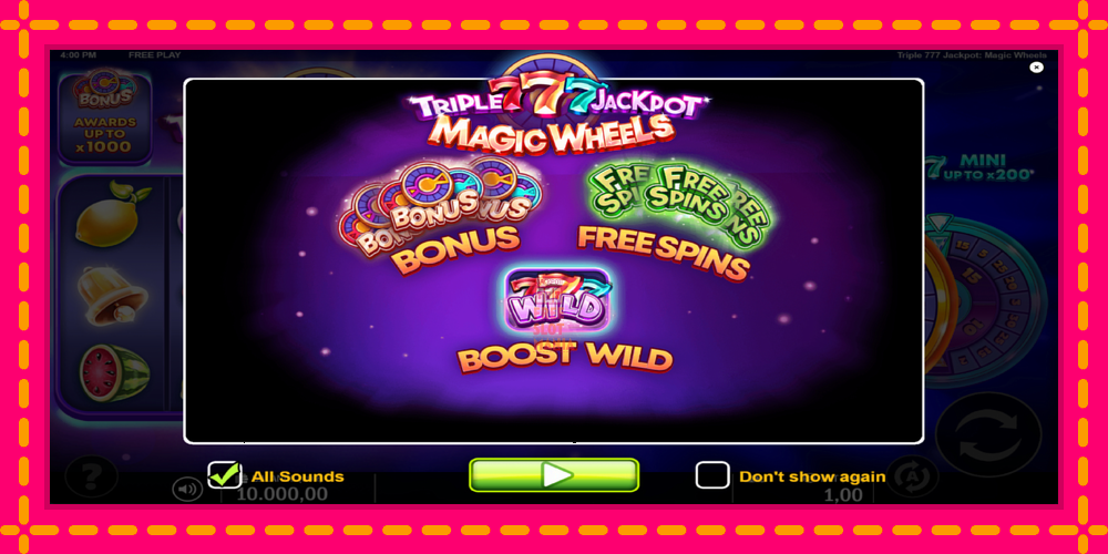 Automat Triple 777 Jackpot Magic Wheels z jasną grafiką, zdjęcie 1