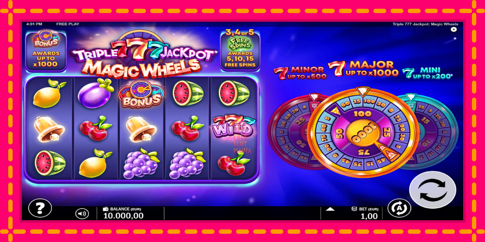 Automat Triple 777 Jackpot Magic Wheels z jasną grafiką, zdjęcie 2