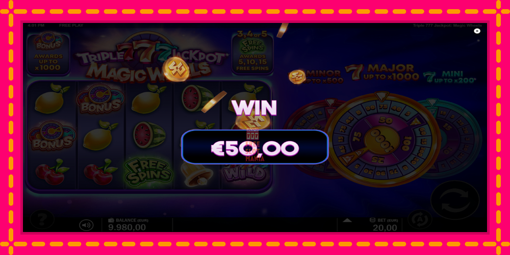 Automat Triple 777 Jackpot Magic Wheels z jasną grafiką, zdjęcie 3