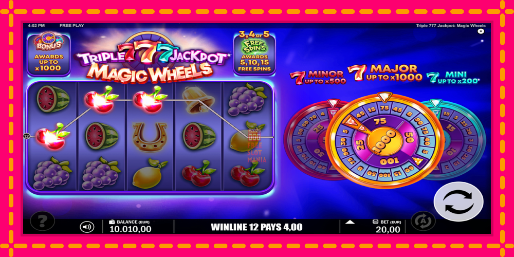 Automat Triple 777 Jackpot Magic Wheels z jasną grafiką, zdjęcie 4