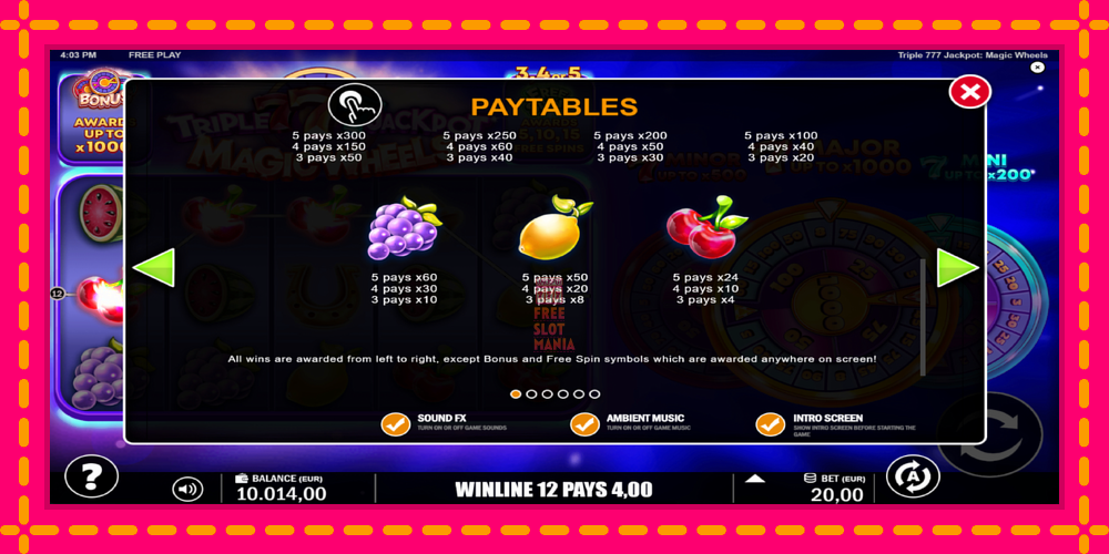 Automat Triple 777 Jackpot Magic Wheels z jasną grafiką, zdjęcie 6