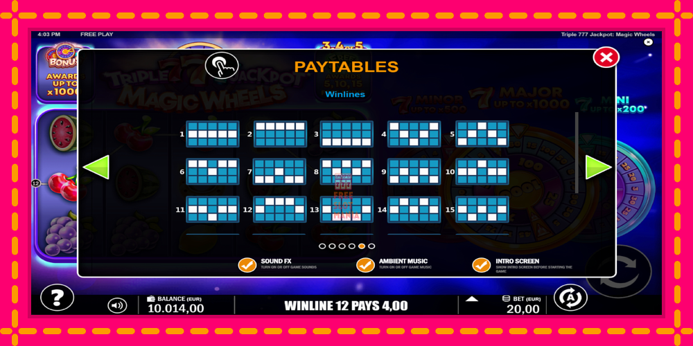 Automat Triple 777 Jackpot Magic Wheels z jasną grafiką, zdjęcie 7