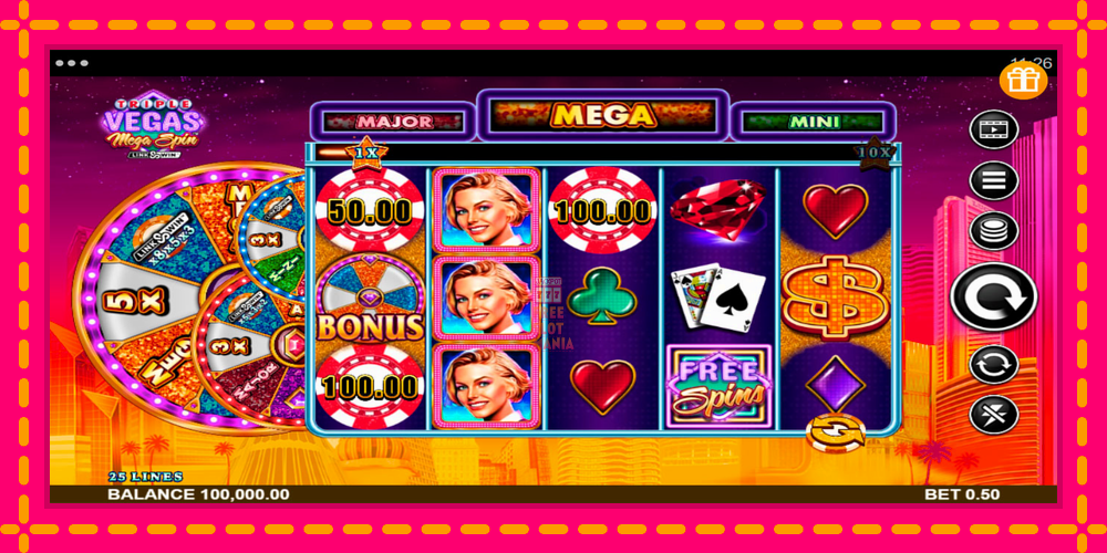 Automat Triple Vegas Mega Spin z jasną grafiką, zdjęcie 1