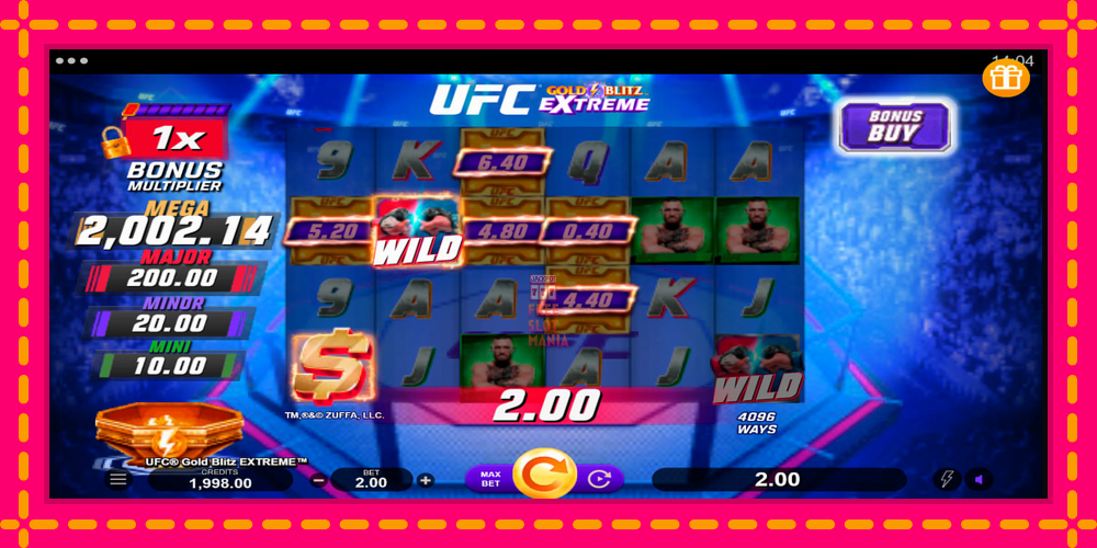 Automat UFC Gold Blitz Extreme z jasną grafiką, zdjęcie 2