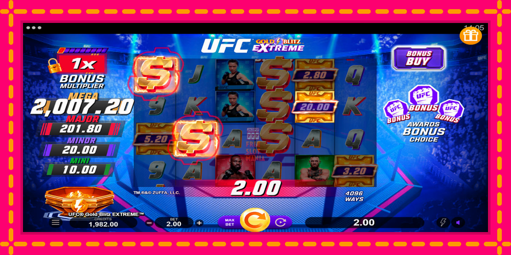 Automat UFC Gold Blitz Extreme z jasną grafiką, zdjęcie 3