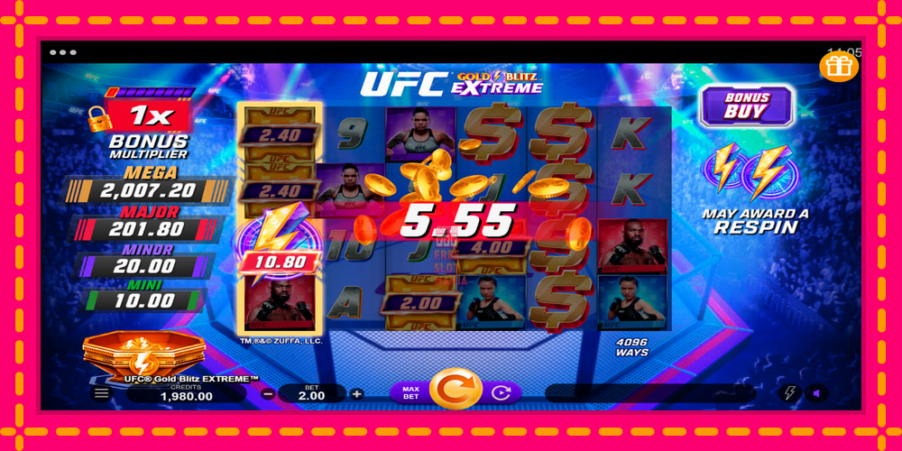 Automat UFC Gold Blitz Extreme z jasną grafiką, zdjęcie 4