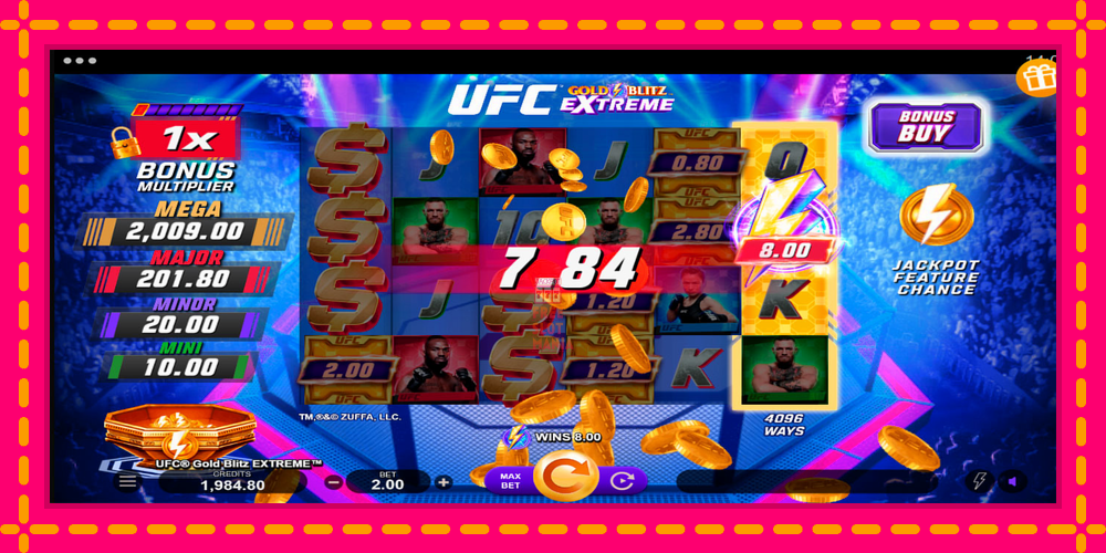 Automat UFC Gold Blitz Extreme z jasną grafiką, zdjęcie 5