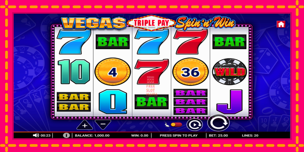 Automat Vegas Triple Pay Spin n Win z jasną grafiką, zdjęcie 1