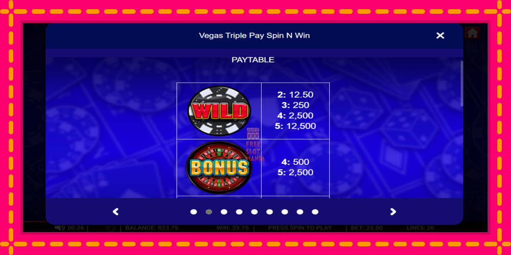 Automat Vegas Triple Pay Spin n Win z jasną grafiką, zdjęcie 3