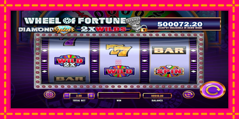 Automat Wheel of Fortune Diamond Spins 2x Wilds z jasną grafiką, zdjęcie 3