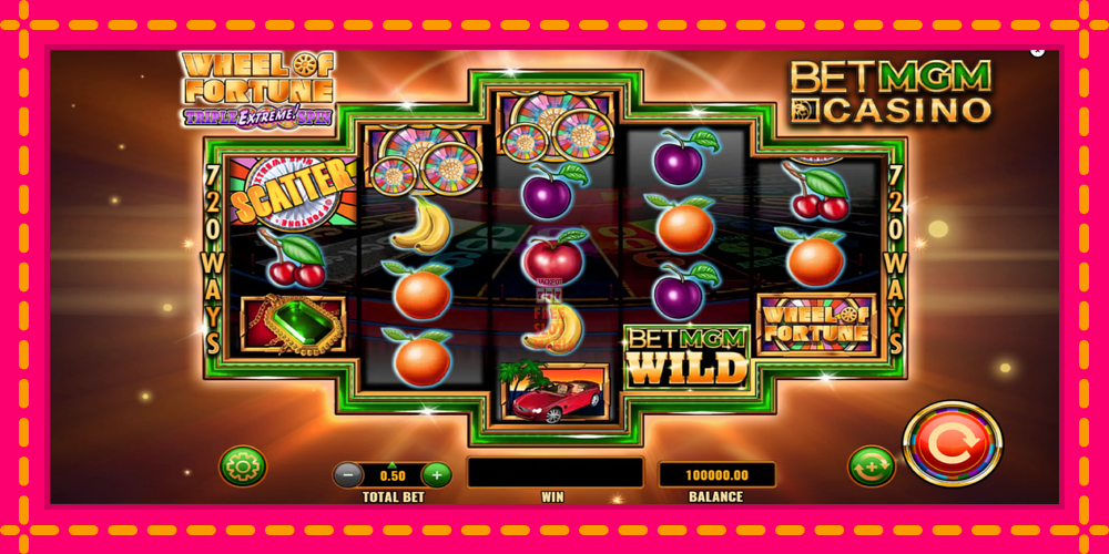 Automat Wheel of Fortune Triple Extreme Spin BetMGM z jasną grafiką, zdjęcie 2