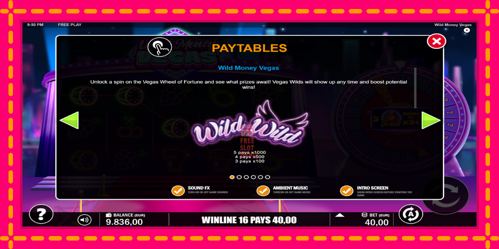 Automat Wild Money Vegas z jasną grafiką, zdjęcie 5