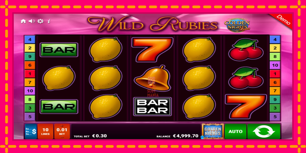 Automat Wild Rubies Golden Nights z jasną grafiką, zdjęcie 2