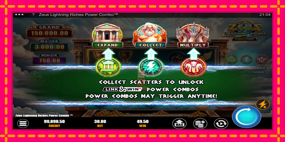 Automat Zeus Lightning Riches Power Combo z jasną grafiką, zdjęcie 5